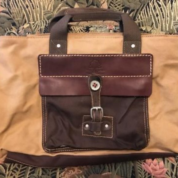 TSD Hidden Woods Canvas and Leather Brown Tote Bag electronics/computer case - Picture 4 of 16